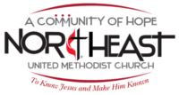 A logo for Northeast United Methodist Church that says: A Community of Hope Northeast United Methodist Church with the subtext To Know Jesus and Make Him Known